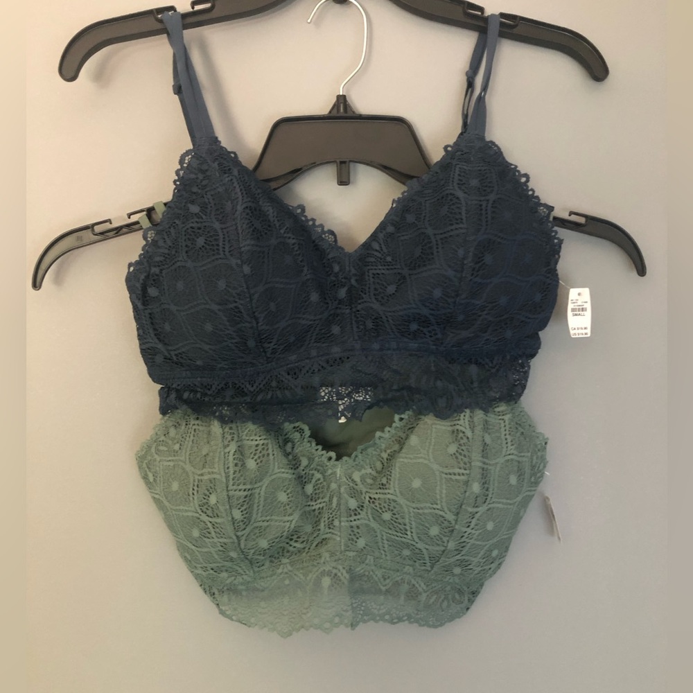 Maurice’s Lace Bralettes Lot of Two Size Small New Blue Green